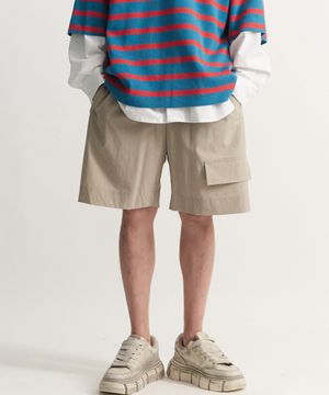 데일리 와이드 퍼디그 밴딩 쇼츠 팬츠(베이지)