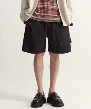 데일리 와이드 퍼디그 밴딩 쇼츠 팬츠(블랙)