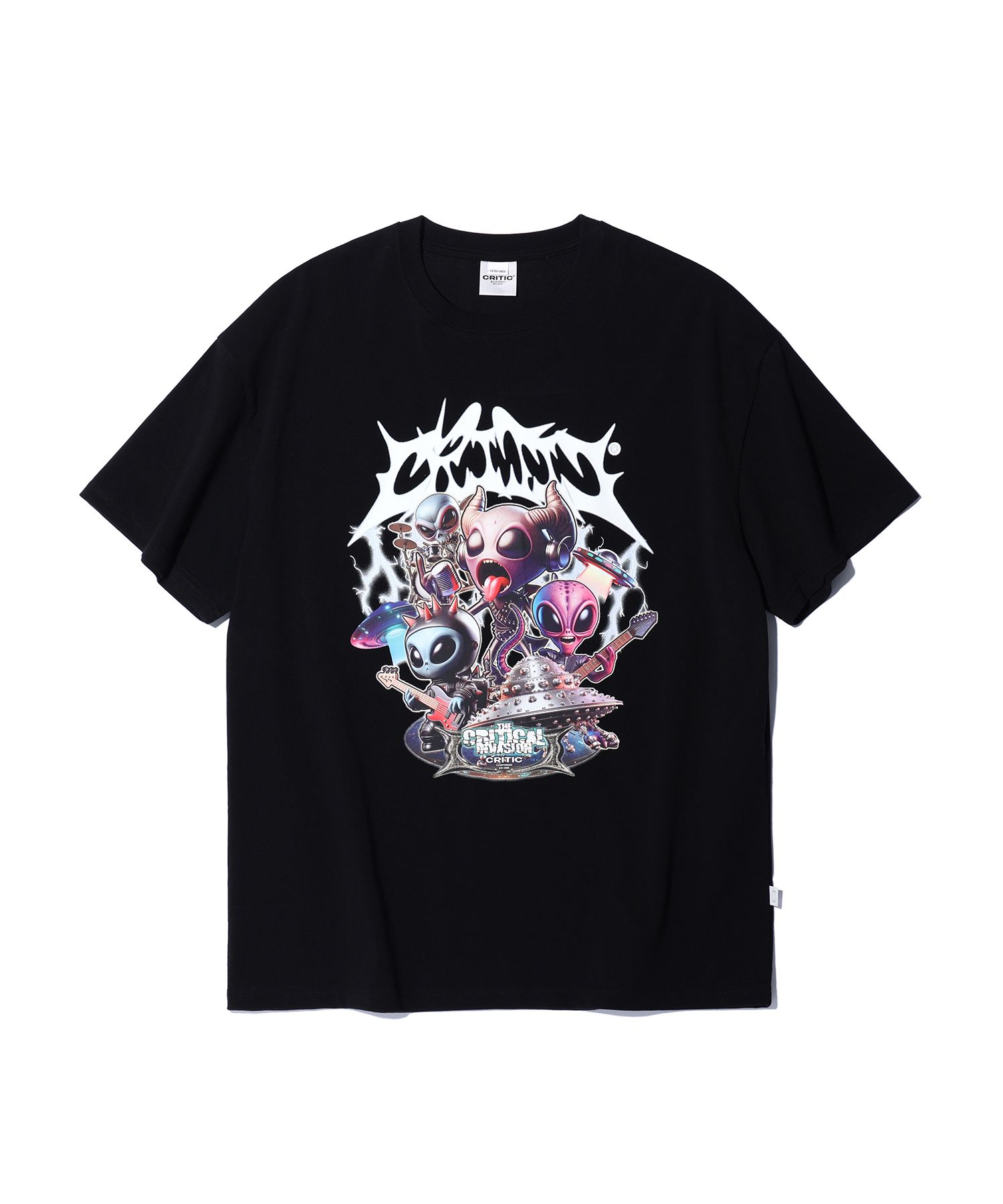 【CRITIC】ALIEN INVASION BAND T-SHIRTS MUSINSA | CRITIC ALIEN INVASION BAND T-SHIRTS BLACK