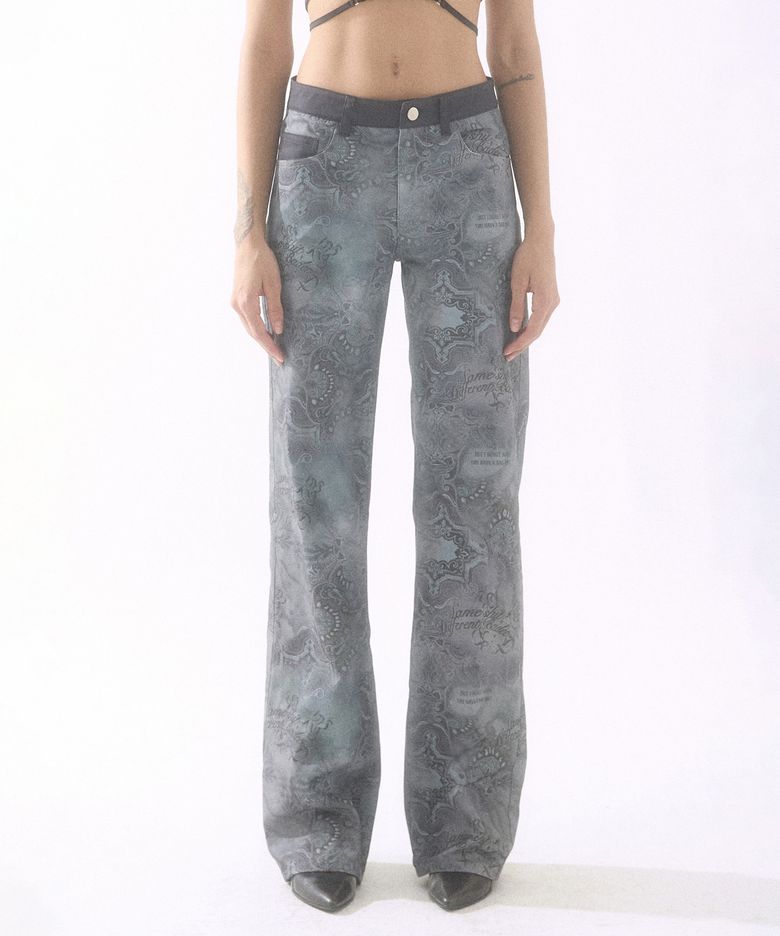 Printing Twill Pants Black Paisley