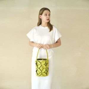 리프 버킷백- 크림옐로우