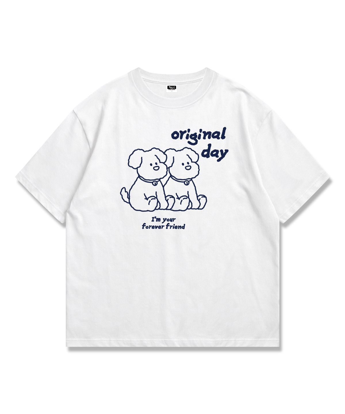 오리지널데이(ORIGINALDAY) Forever Friends 반팔 티셔츠 오버핏 남녀공용 White