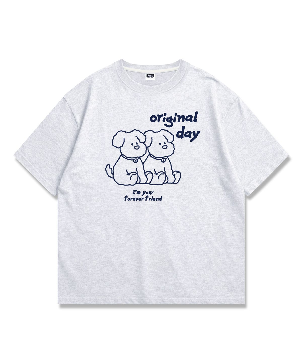 오리지널데이(ORIGINALDAY) Forever Friends 반팔 티셔츠 오버핏 남녀공용 White melange