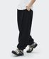 사이드 투턱 와이드 조거핏 트레이닝 스웨트 팬츠 - 블랙