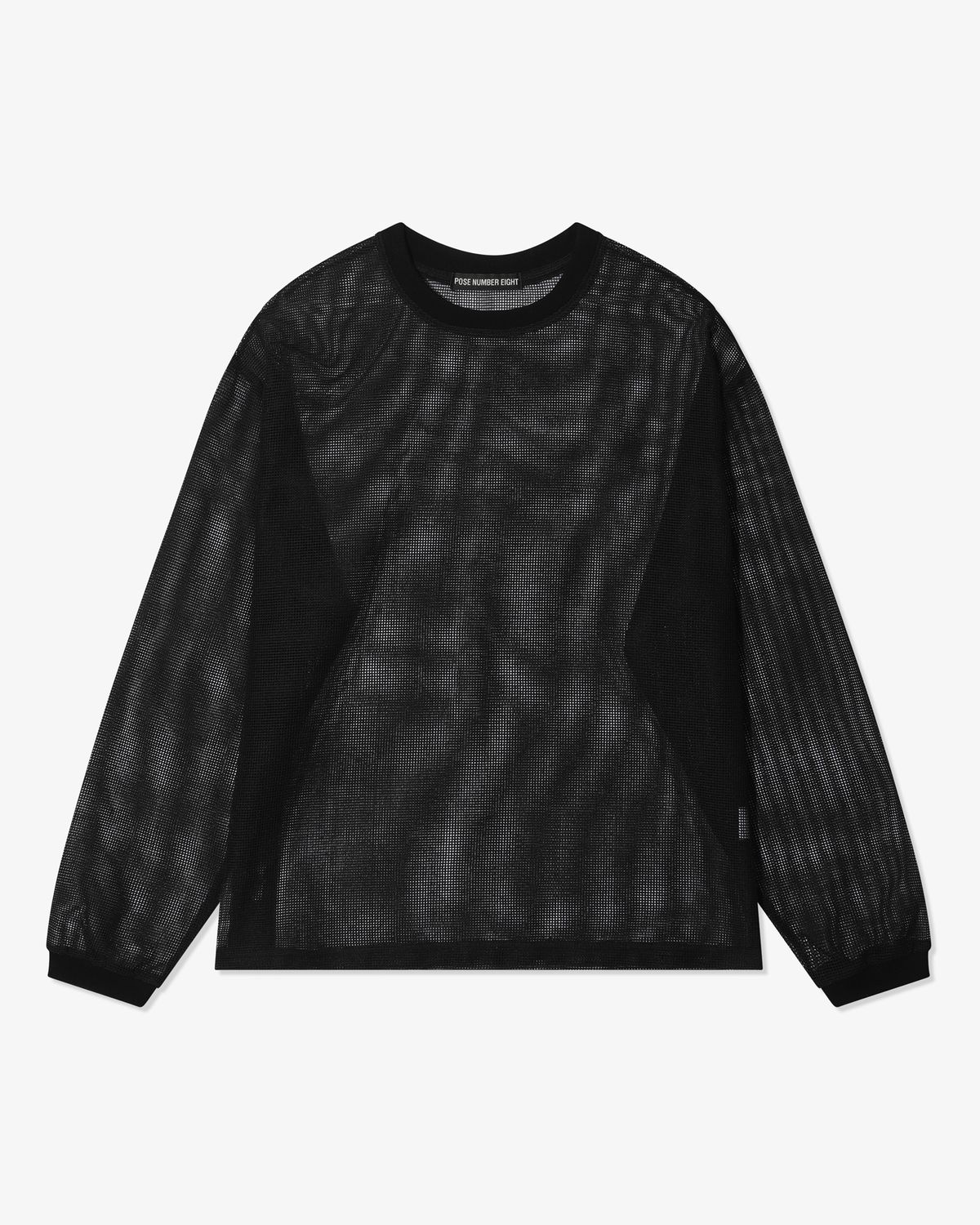 포즈넘버에잇(POSE NUMBER EIGHT) MESH LONG SLEEVE CREW (BLACK)