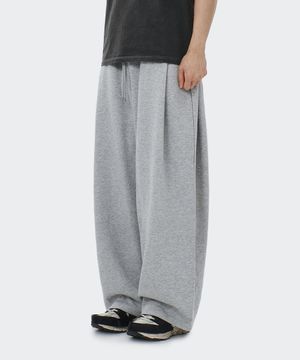 사이드 투턱 와이드핏 트레이닝 스웨트 팬츠 - 그레이