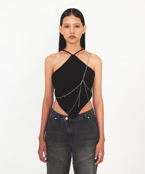 BACK STRAP DIAMOND KNIT (black)