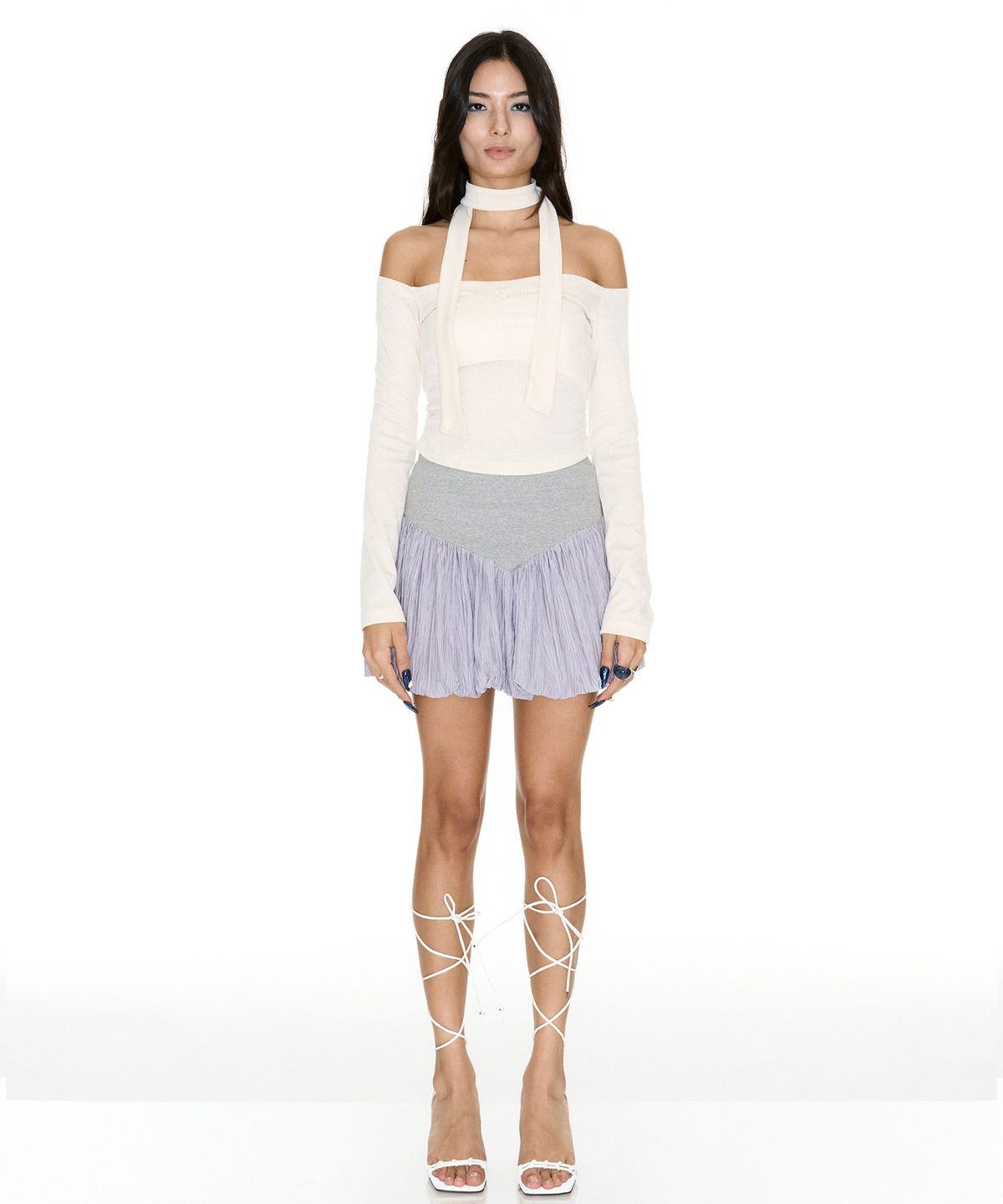 쎄쎄쎄(SETSETSET) CREASE BALLOON MINI SKIRT GREY