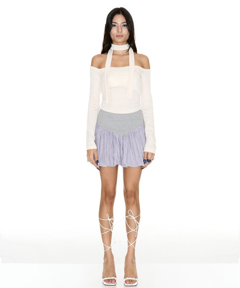 CREASE BALLOON MINI SKIRT GREY