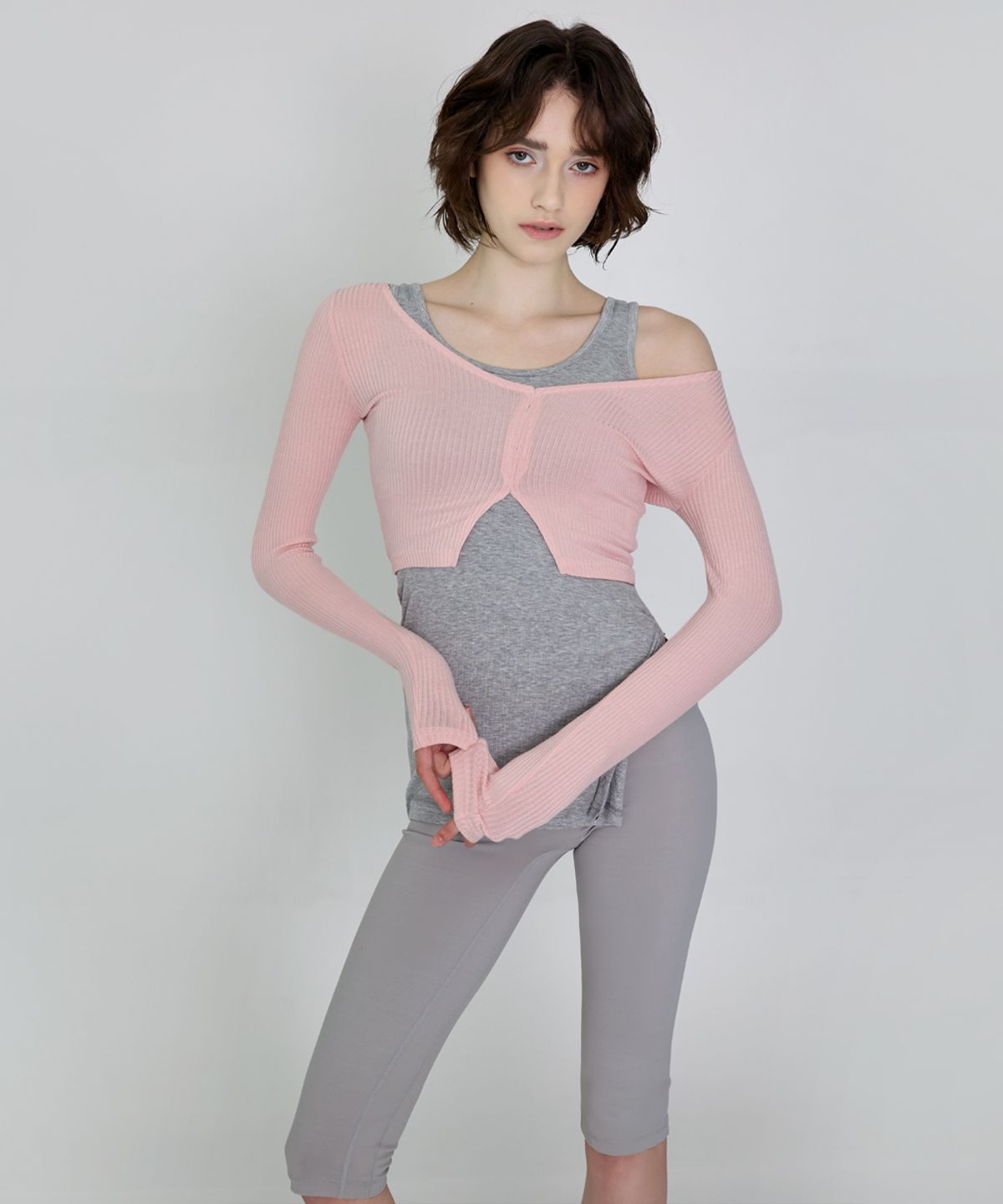 데비웨어(DEVIWEAR) 줄리아 골지 롱슬리브 DEVI-T0092-살몬핑크