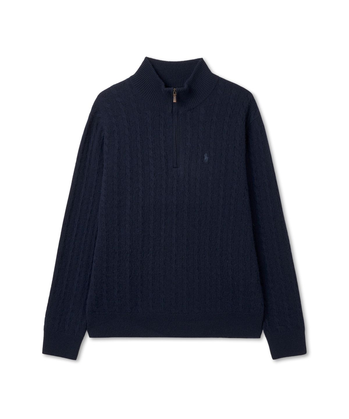 폴로 랄프 로렌(POLO RALPH LAUREN) 케이블 니트 울 코튼 지퍼 스웨터 - 블루
