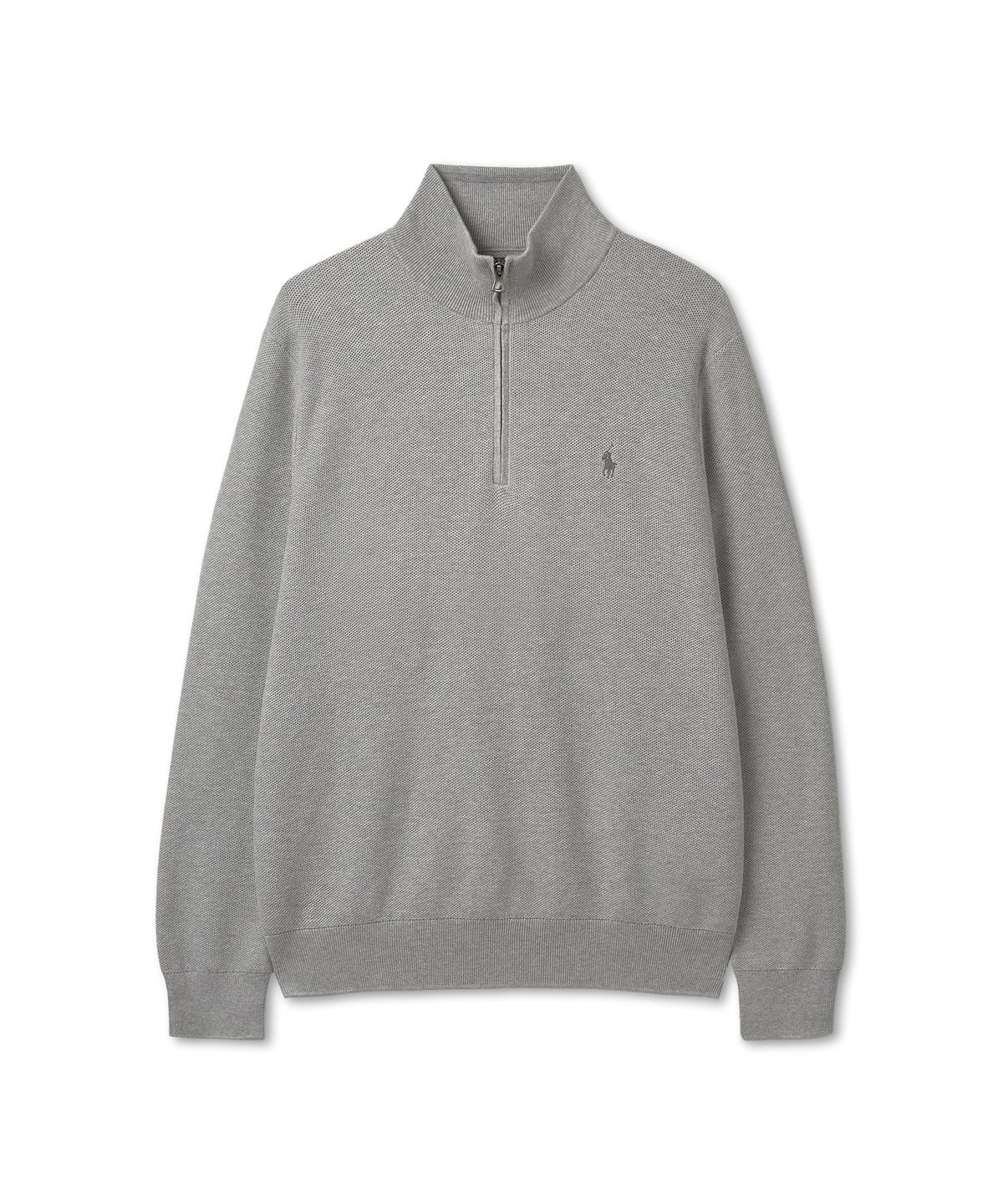 폴로 랄프 로렌(POLO RALPH LAUREN) 코튼 쿼터 지퍼 스웨터 - 그레이