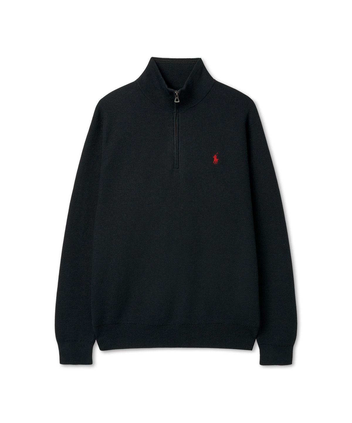 폴로 랄프 로렌(POLO RALPH LAUREN) 코튼 쿼터 지퍼 스웨터 - 블랙