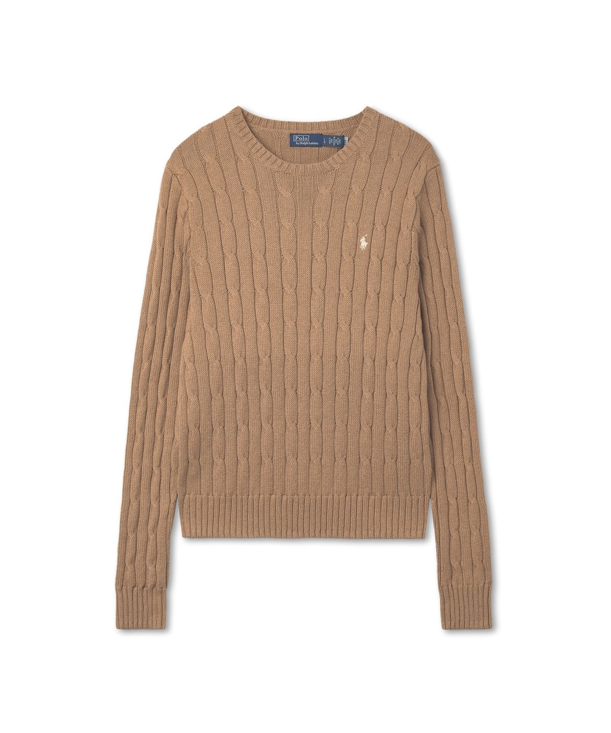 폴로 랄프 로렌(POLO RALPH LAUREN) W 케이블 니트 코튼 크루넥 스웨터 - 미디엄 베이지