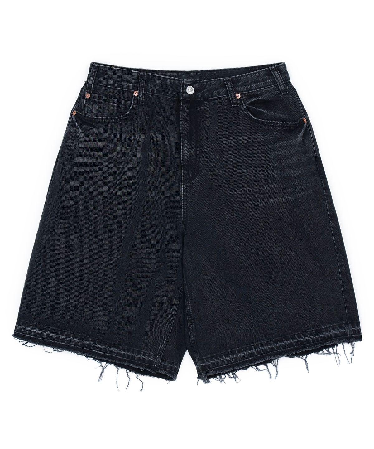 구보(GUVO) Washed denim shorts, black