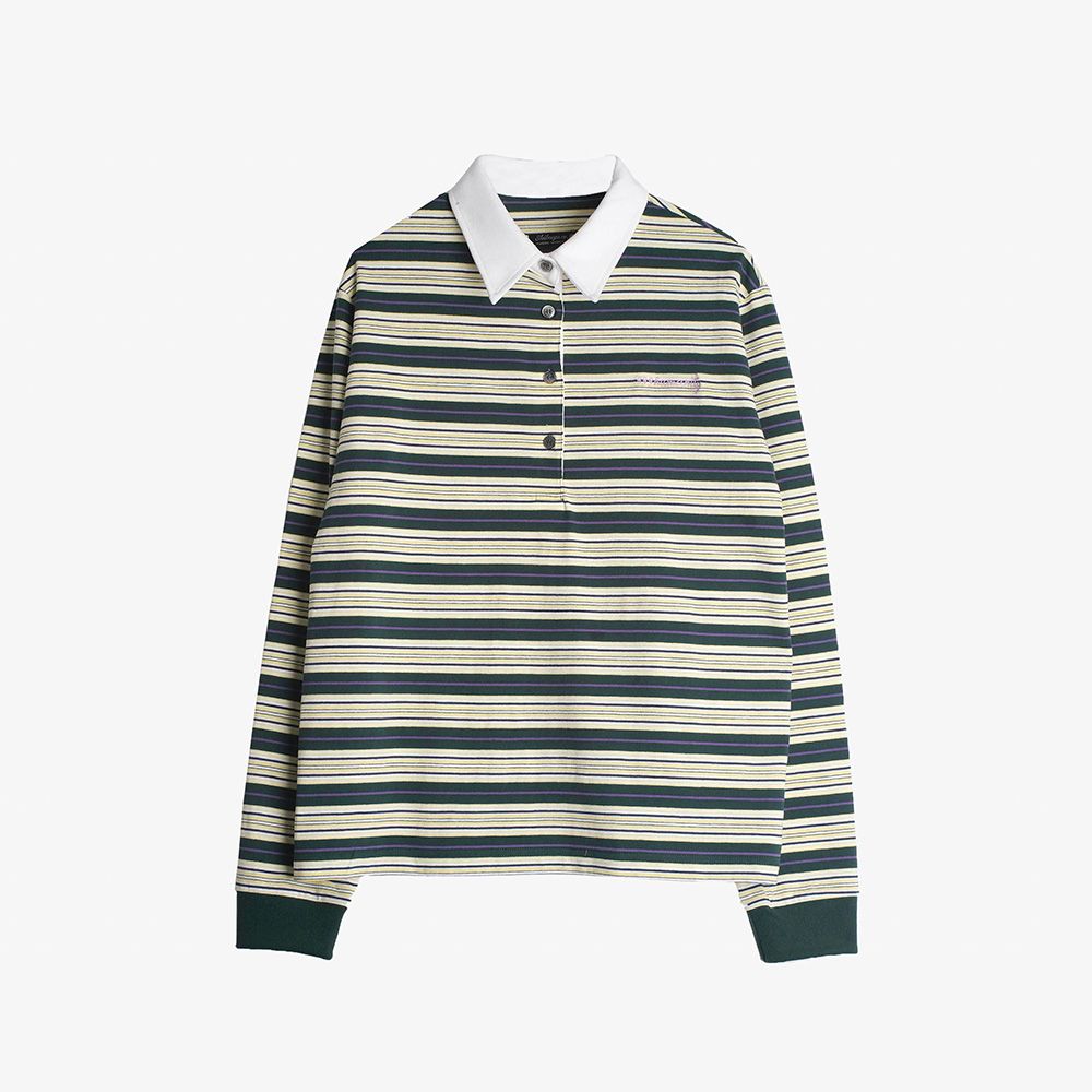 MUSINSA 999HUMANITY Stripe Rugby T-Shirt (Green)