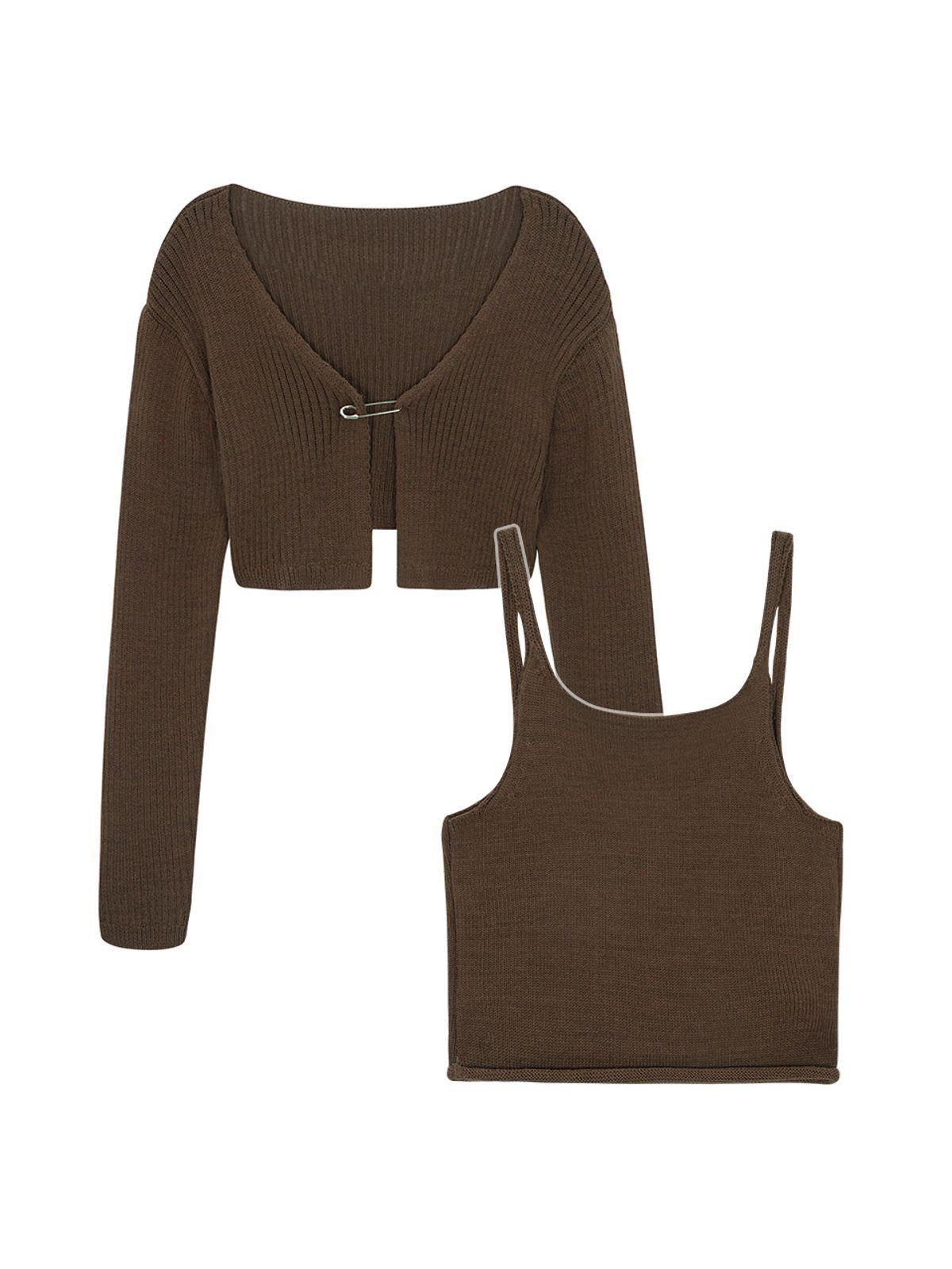 샐러드바구니(SALAD BAGUNI) Cardigan Setup - brown