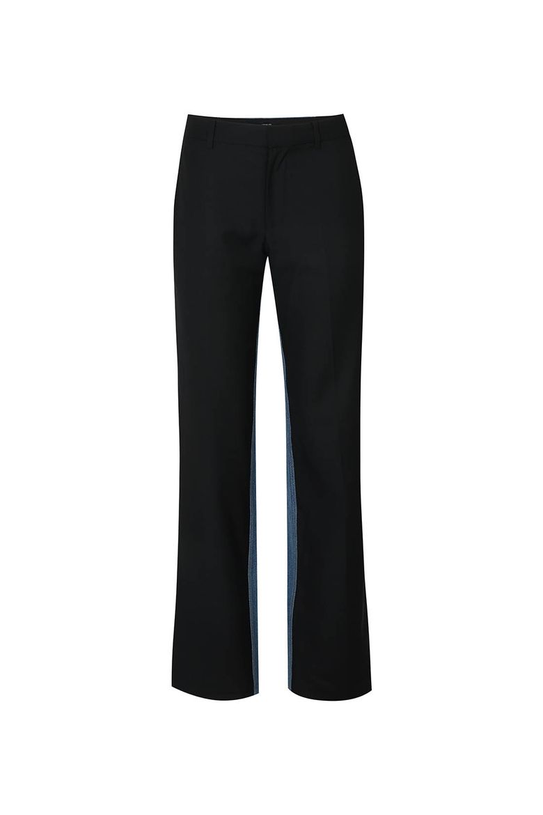 JEAN CONTRAST SUIT PANTS 청 배색 정장 바지 블랙