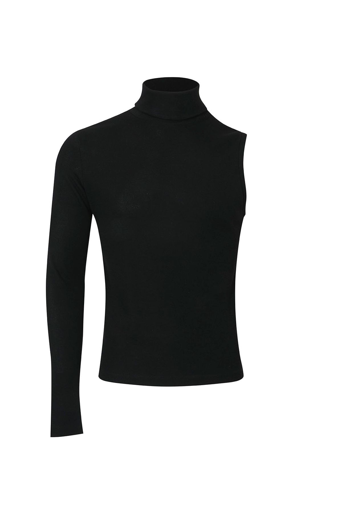 지민리(JIMINLEE) ONE SLEEVE HIGH NECK TOP 원슬리브 하이넥 탑 블랙