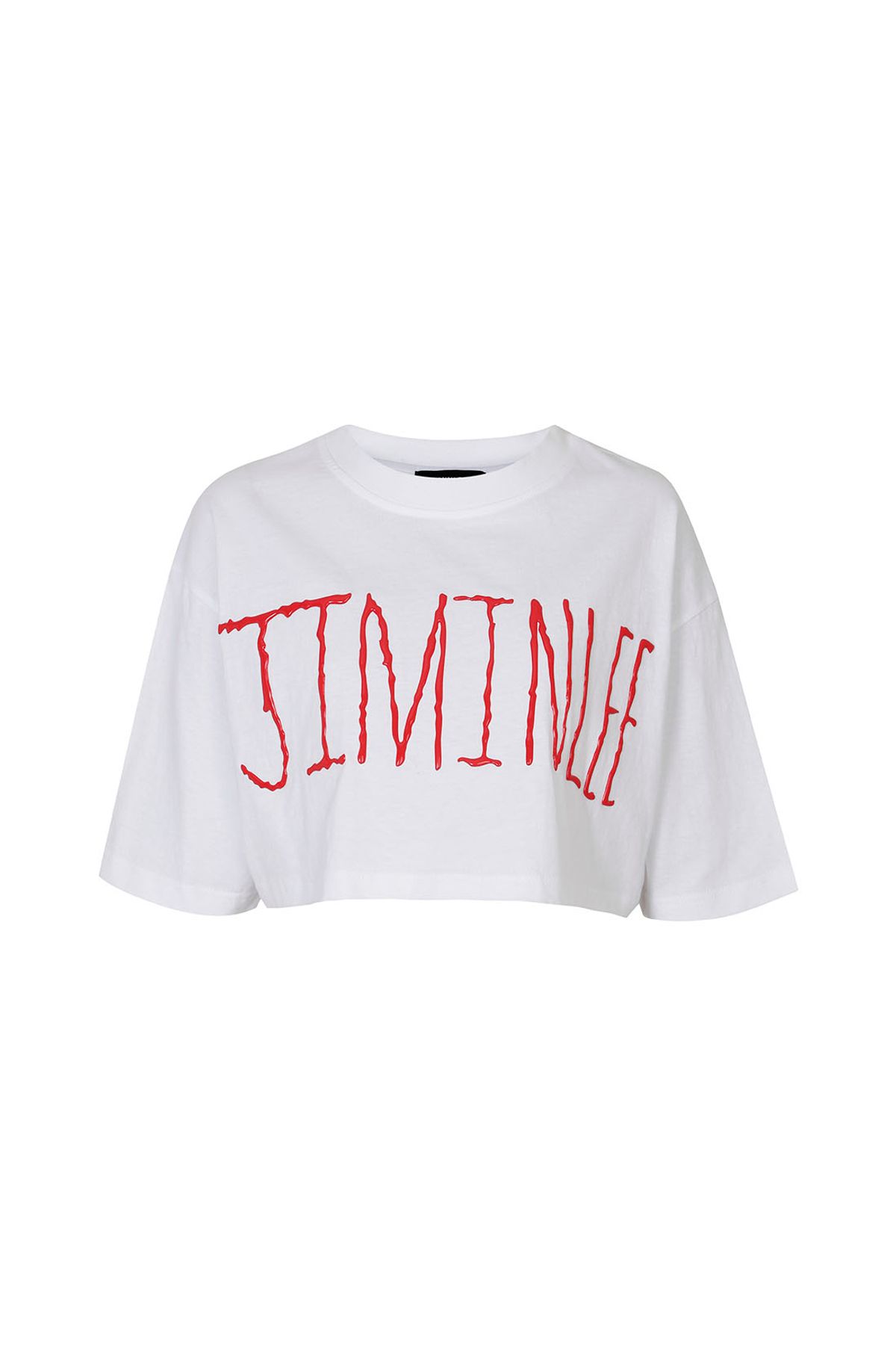 지민리(JIMINLEE) SIGNATURE LOGO DRAWING CROP T-SHIRT 시그니처 로고 드로잉 크롭 티셔츠 화이트