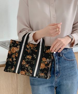 book tote bag 001 flower black