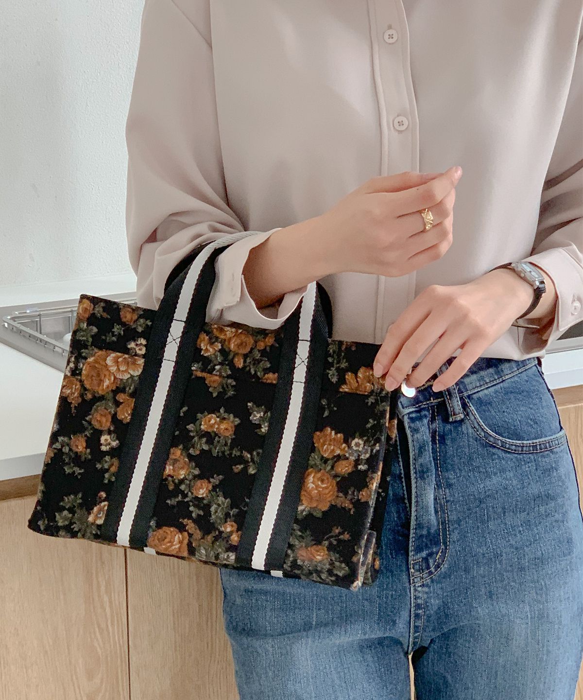 오알오알(OROR) book tote bag 001 flower black