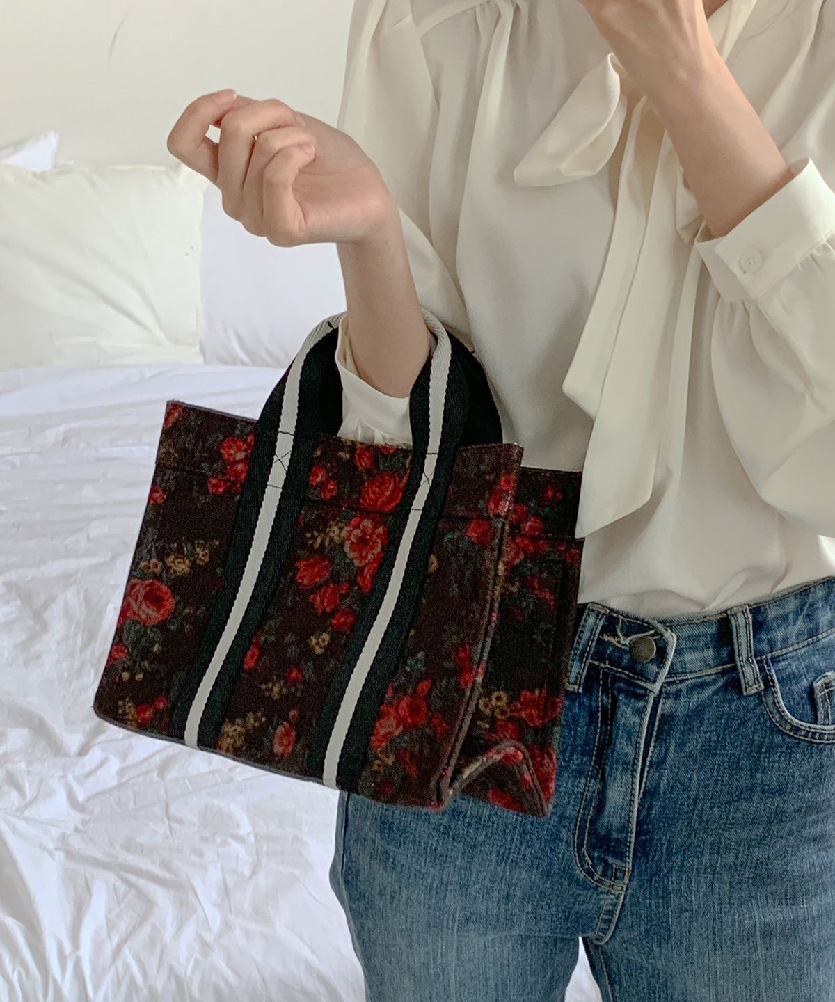 오알오알(OROR) book tote bag 002 flower brown
