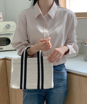 book tote bag 004 tweed pearl ivory