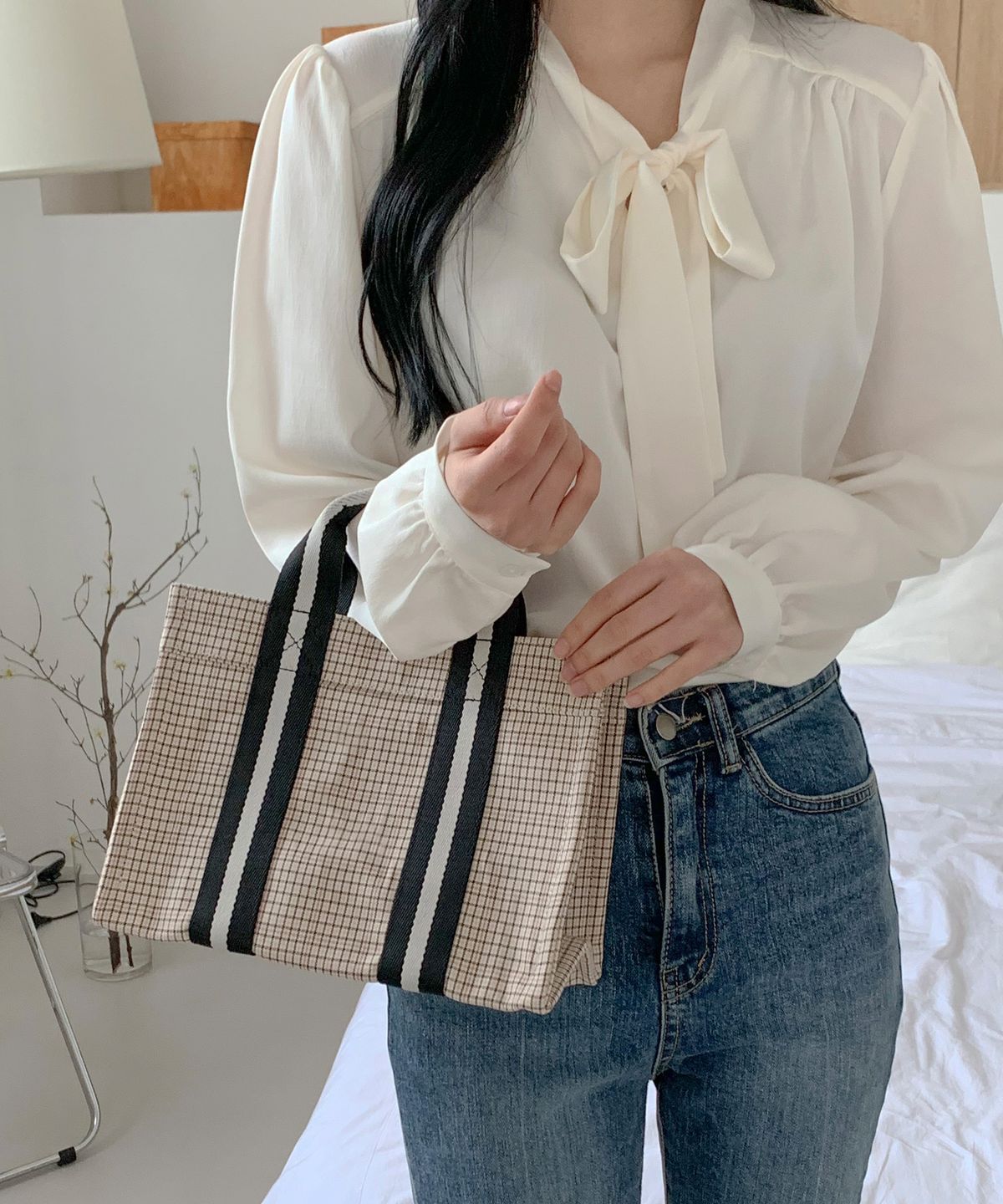 오알오알(OROR) book tote bag 005 check beige