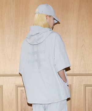 후디 오버핏 반팔 아노락(라이트 그레이)