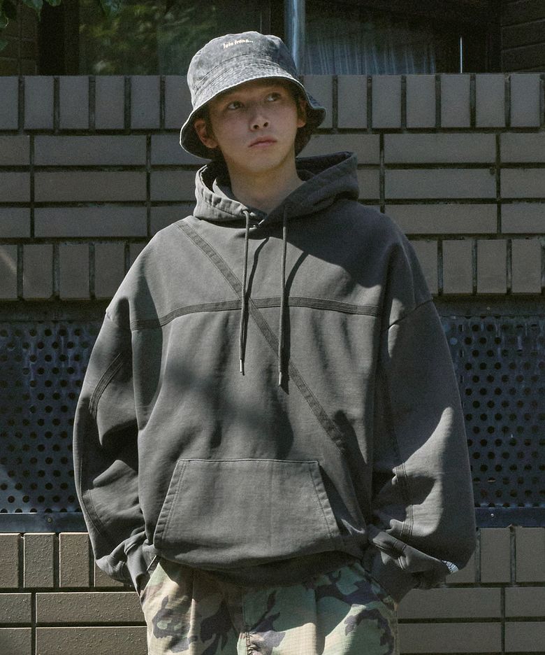 크로스라인 헤비 피그먼트 후드티 MHT123 [DARK GRAY]