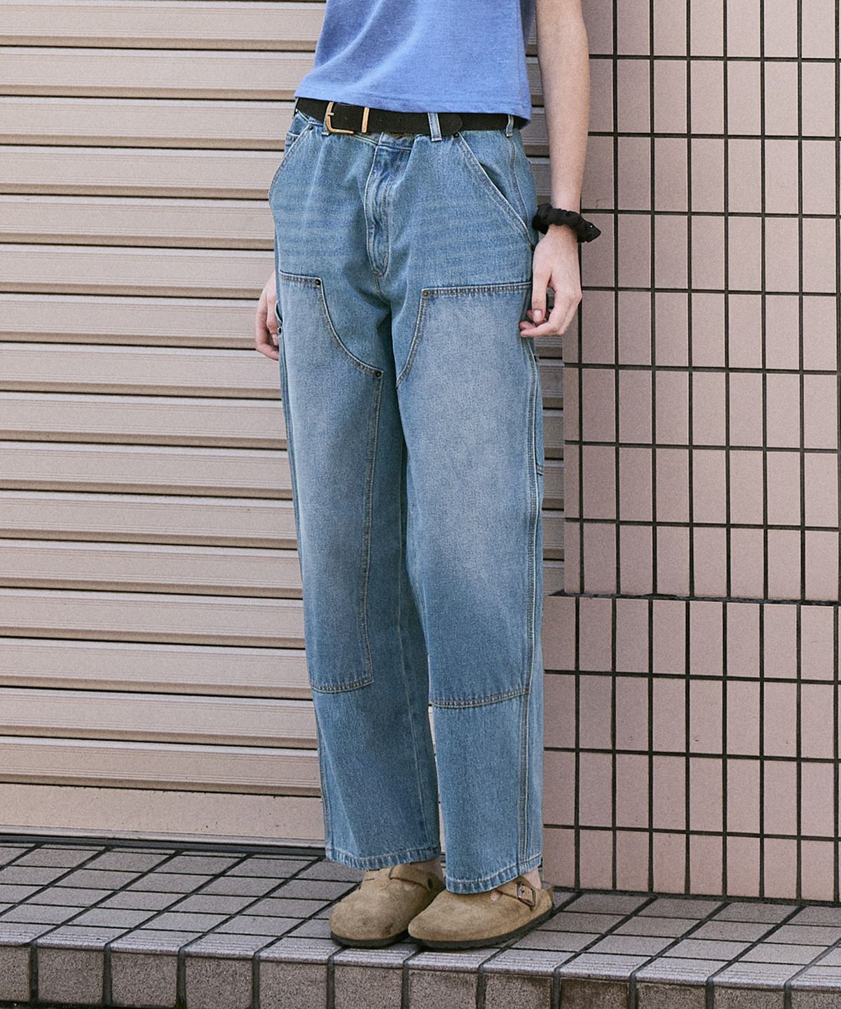 미니멀프로젝트(MINIMALPROJECT) 와이드 카펜터 데님 팬츠 MDP114 [LIGHT BLUE]