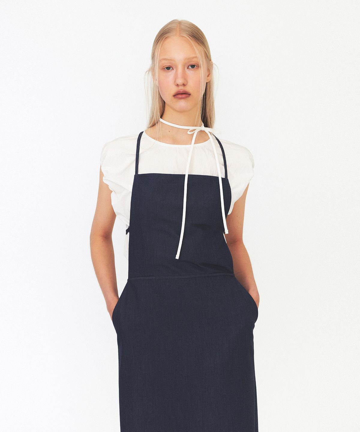 다이애그널(DIAGONAL) STRAP SLEEVELESS DRESS (blue)