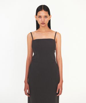 STRAP SLEEVELESS DRESS  (dark grey)