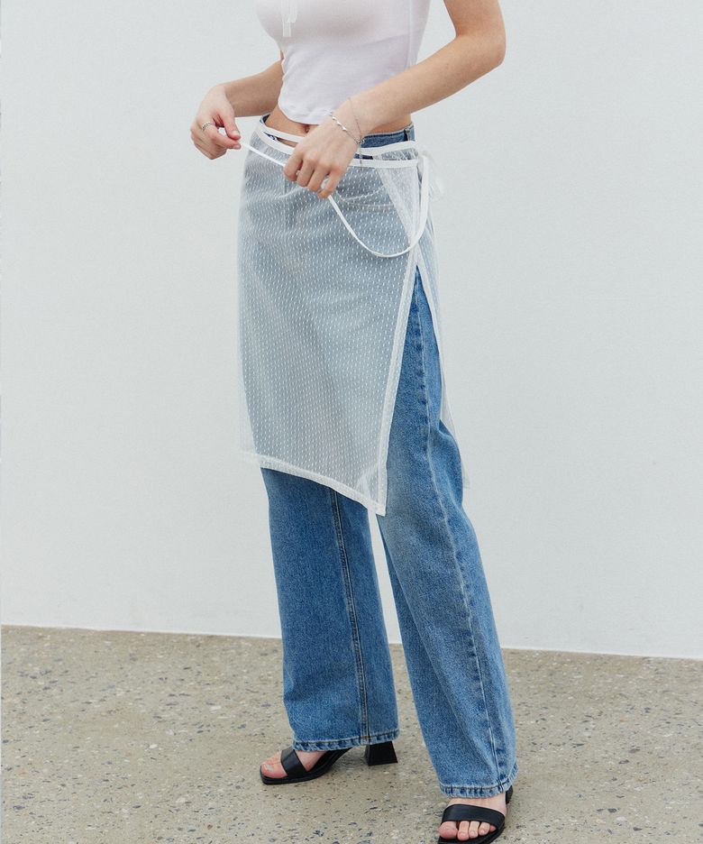 시스루 레이어드 랩 스커트  WH