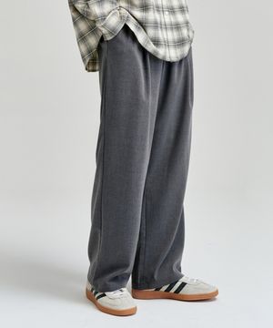 원턱 와이드 밴딩 슬랙스 [그레이]