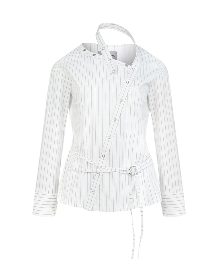 Diagonal Neck Strap Shirts (WHITE)