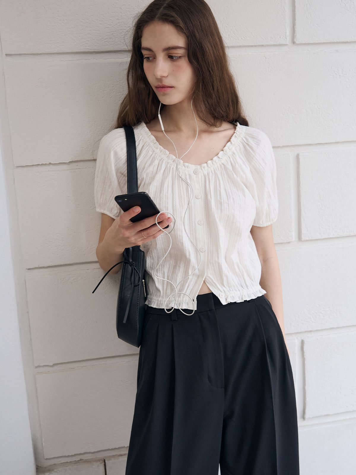 드로우핏 우먼(DRAWFIT WOMEN) 코티지 레이스 크롭 블라우스 [WHITE]