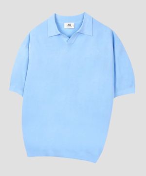 플레인 카라 하프 니트 [스카이블루]