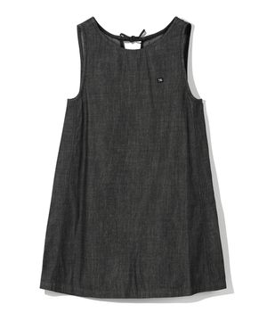 (우먼) WAVE 로고 심볼 슬리브리스 데님 원피스_블랙