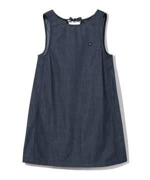 (우먼) WAVE 로고 심볼 슬리브리스 데님 원피스_블루