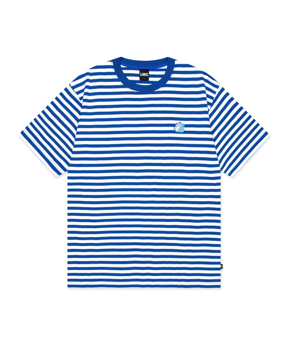 EMB BEAR STRIPE TEE blue