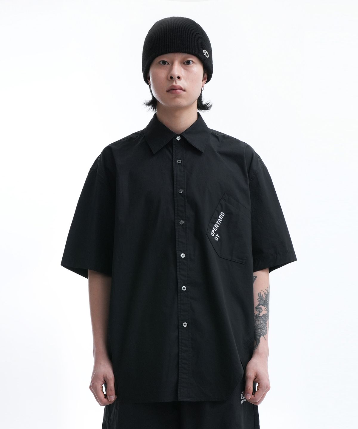 오픈야드(오와이)(OPENYARD(OY)) U.B HALF SHIRTS-BLACK