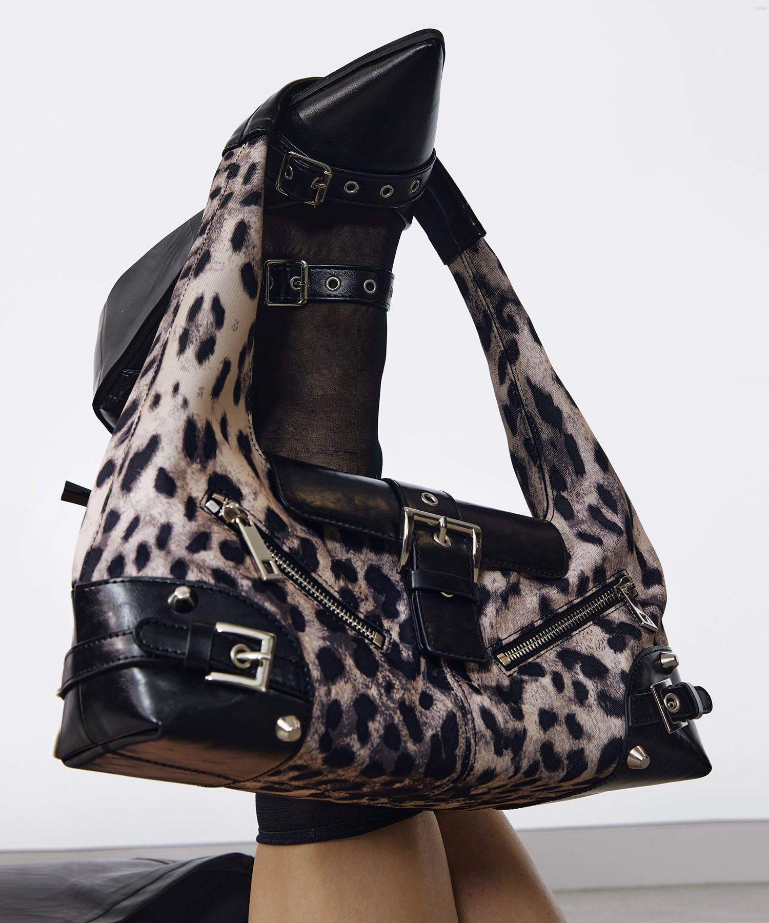 MUSINSA | NOTKNOWING Small Moto Hobo Bag (LEOPARD)
