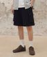 버뮤다 와이드 원턱 카고 스웨트 쇼츠 [블랙]