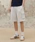 버뮤다 와이드 원턱 카고 스웨트 쇼츠 [화이트멜란지]