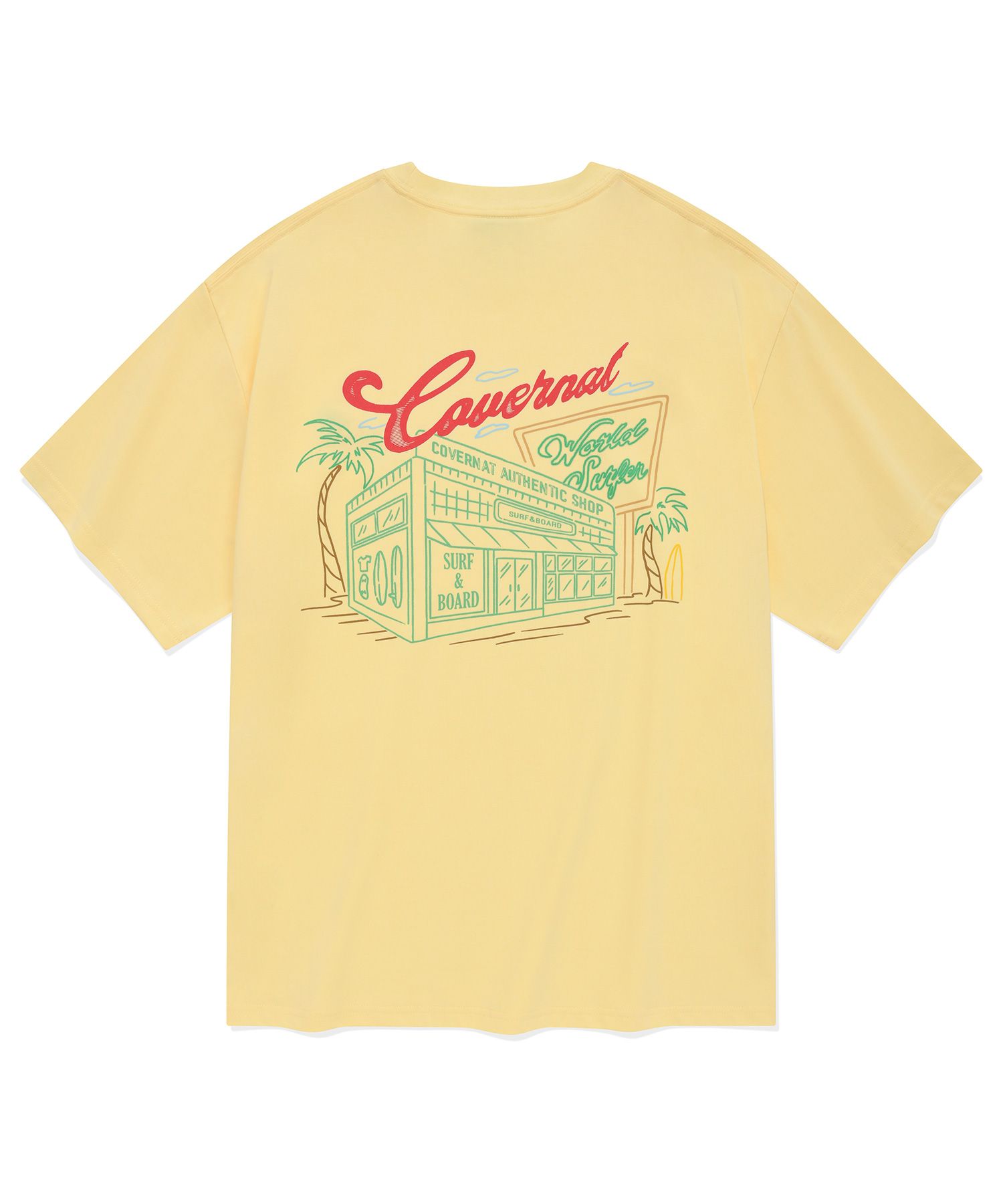 MUSINSA公式 | COVERNAT Surfer Shop T-shirt Light Yellow