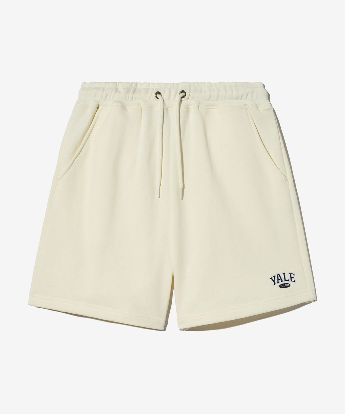 예일(YALE) SMALL 2 TONE ARCH SWEAT SHORTS CREAM