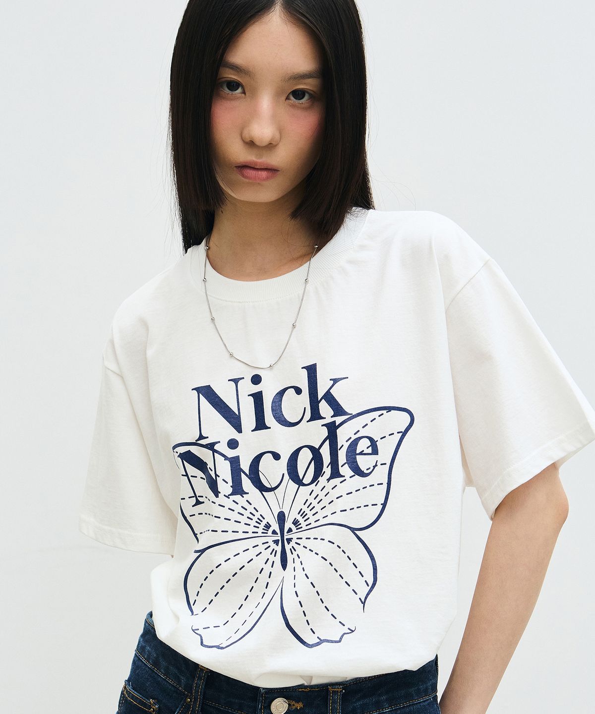 닉앤니콜(NICK&NICOLE) BIG BUTTERFLY SLEEVE TOP_CREAM NAVY
