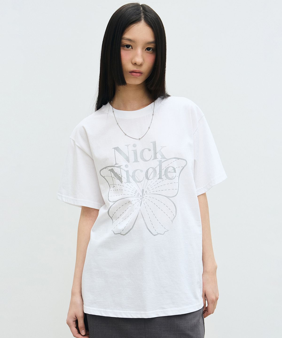 닉앤니콜(NICK&NICOLE) BIG BUTTERFLY SLEEVE TOP_WHITE SILVER